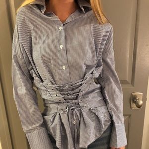LF SEEK the Label striped corset button down